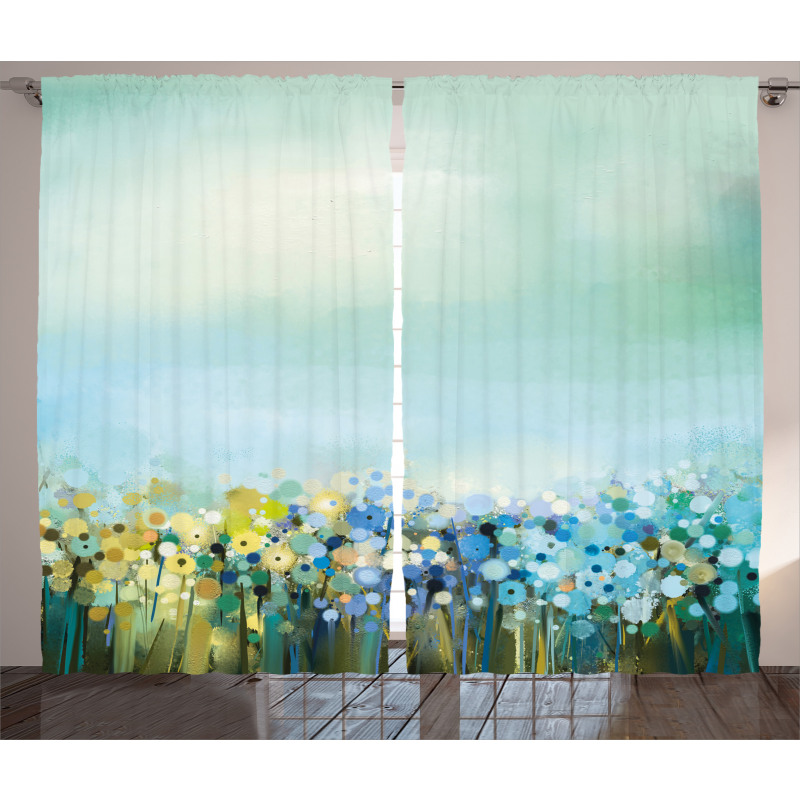 Aqua Painting Effect Curtain
