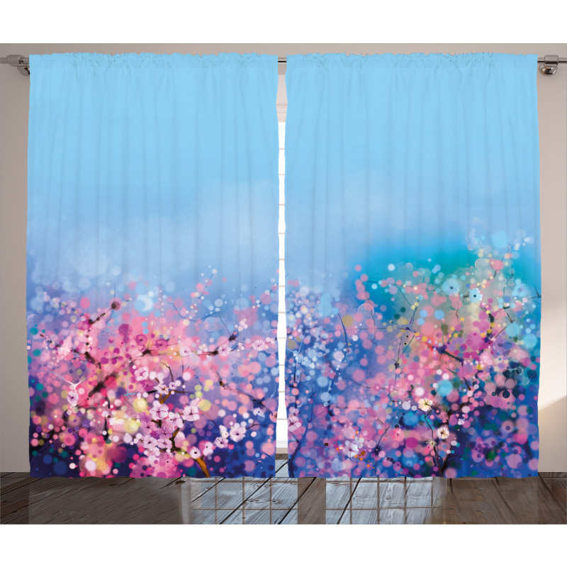 Retro Cherry Blossom Curtain
