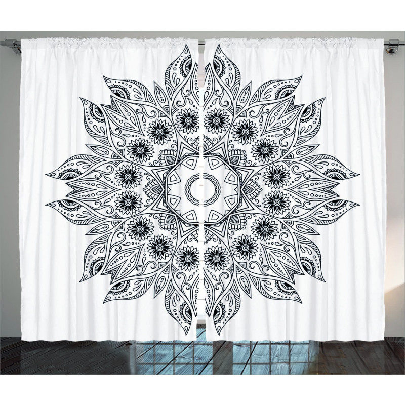 Mandala Black White Curtain