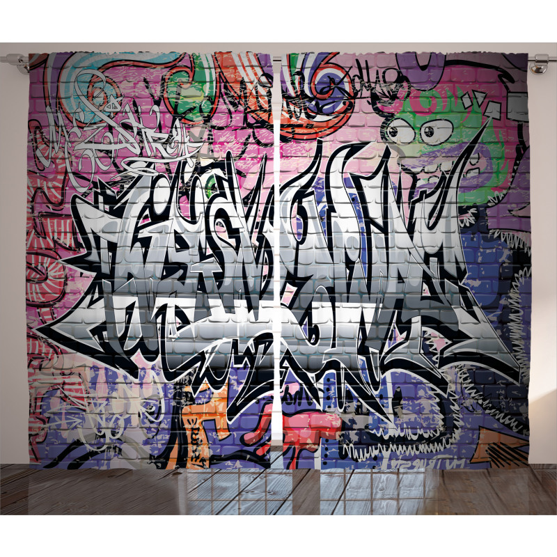 Graffiti Grunge Wall Art Curtain