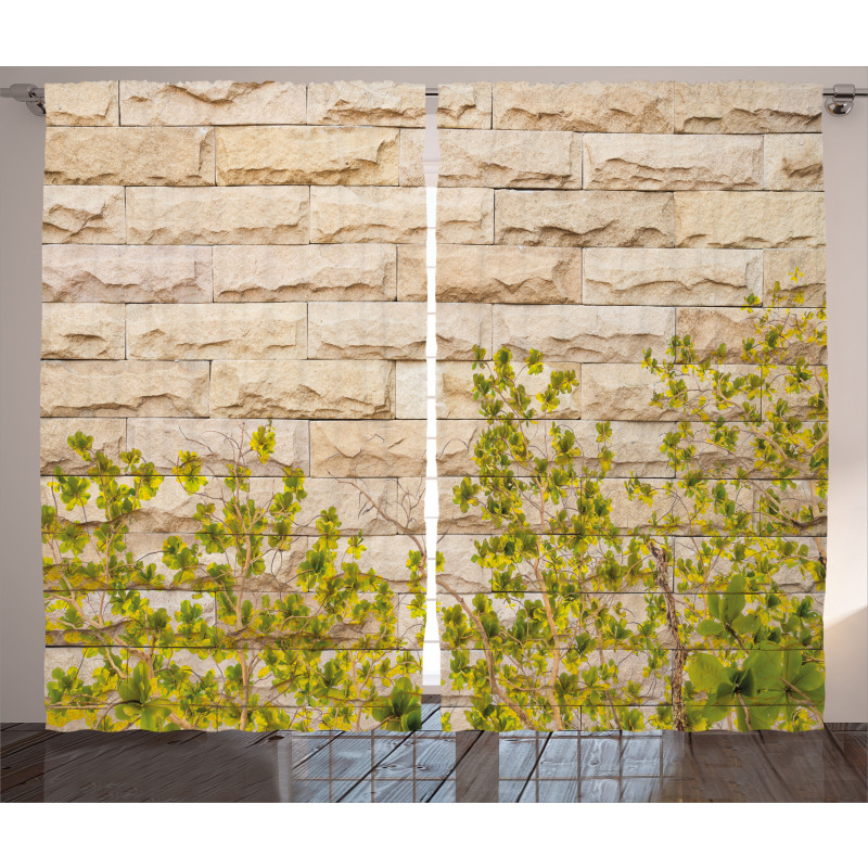Brick Wall with Leaf Curtain