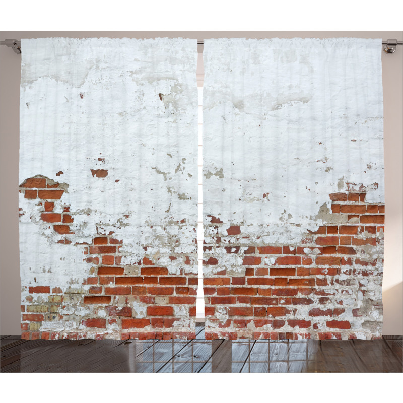 Aged Vintage Brick Wall Curtain