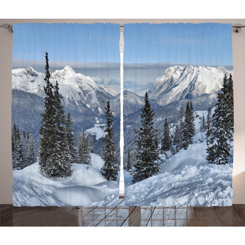 Woodland Snowy Mountain Curtain