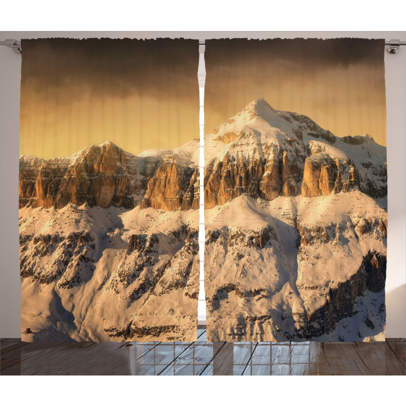 Overcast Sky Mountain Curtain