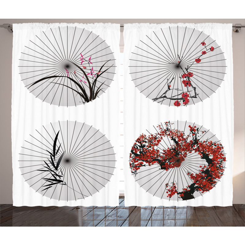 Floral Art on Umbrella Curtain