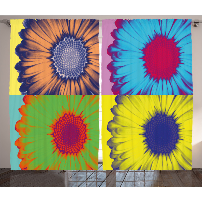 Daisy Flower Collage Curtain