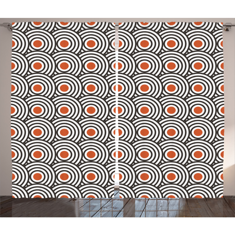 Abstract Retro Spirals Curtain