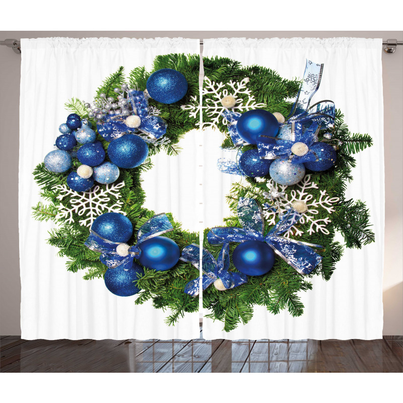 Snowflakes Wreath Ornate Curtain