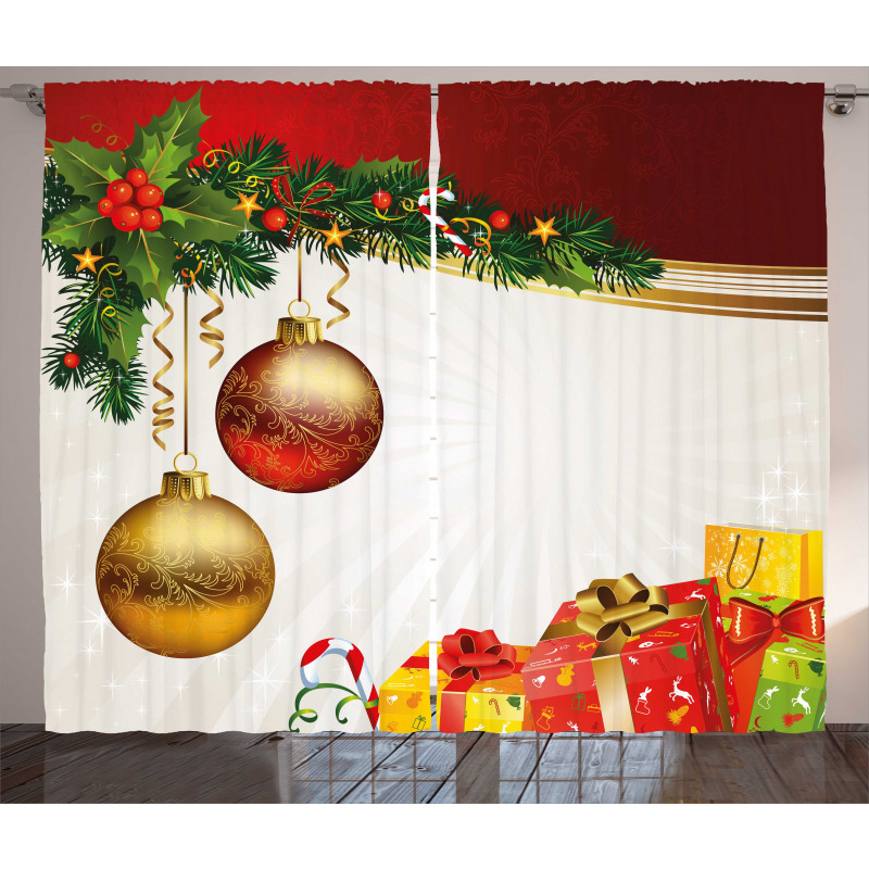 Yule Eve Balls Baubles Curtain