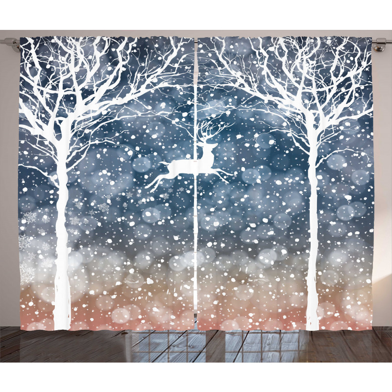 Flying Deer Ombre Snow Curtain