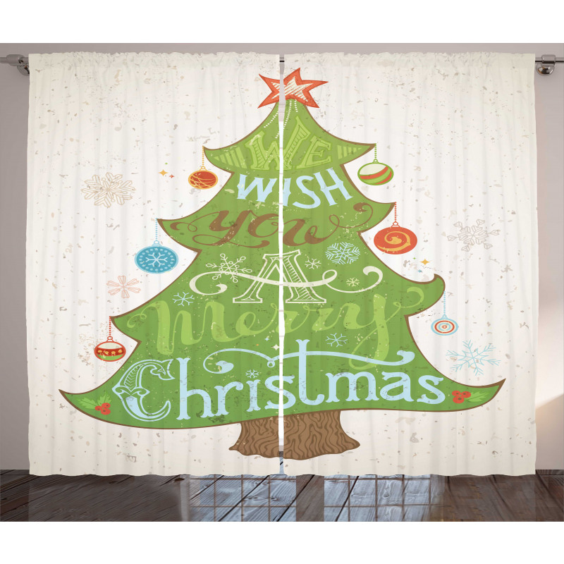 Merry Wish on Pine Tree Curtain