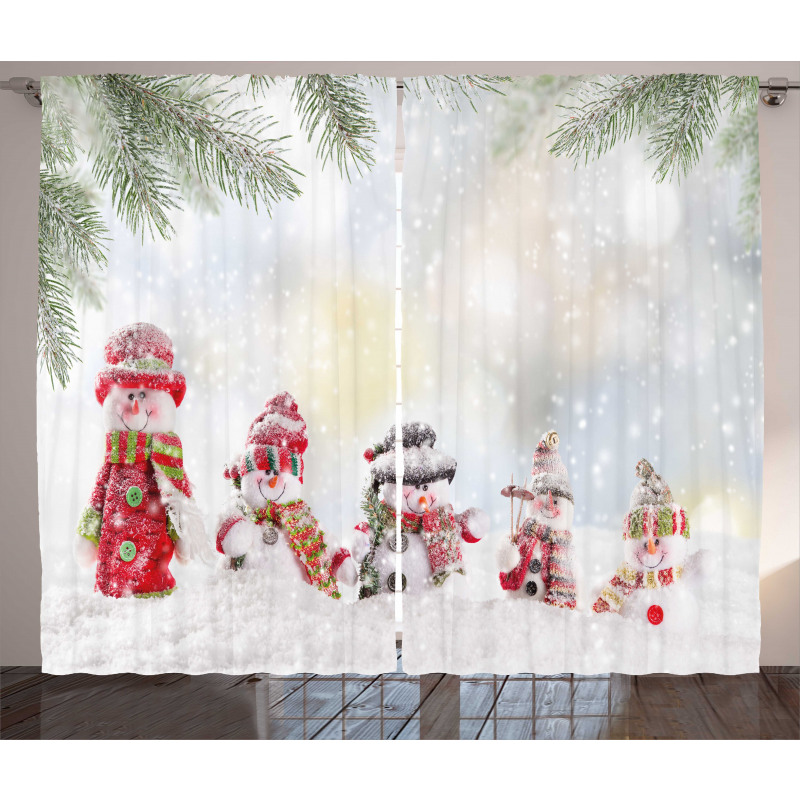 Little Snowmen in Snow Curtain