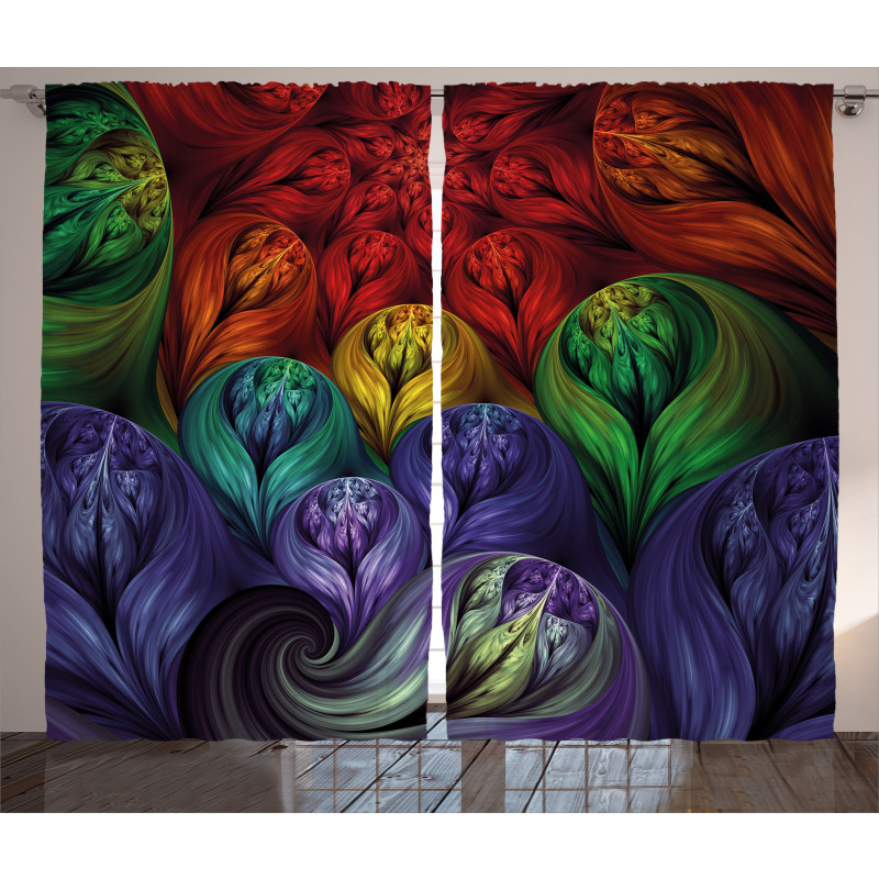 Surreal Colorful Forms Curtain