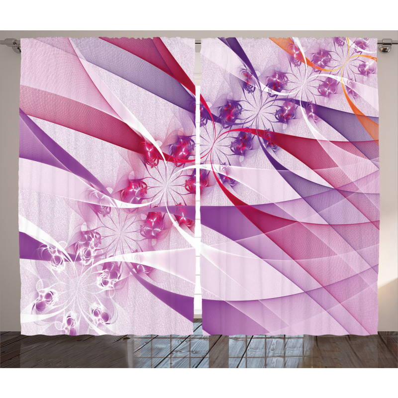 Digital Colored Flowers Curtain