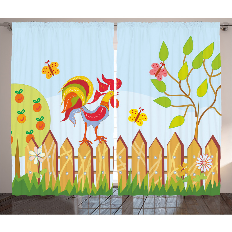 Tree Butterfly and Flower Curtain