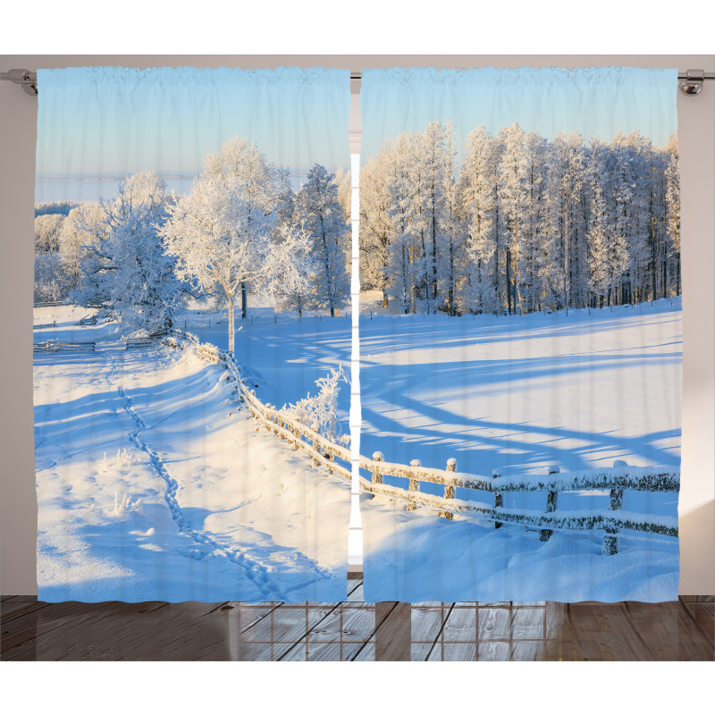 Winter Snowy Pines Curtain