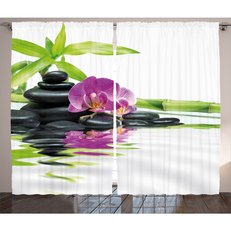 Purple Orchid Bamboos Curtain