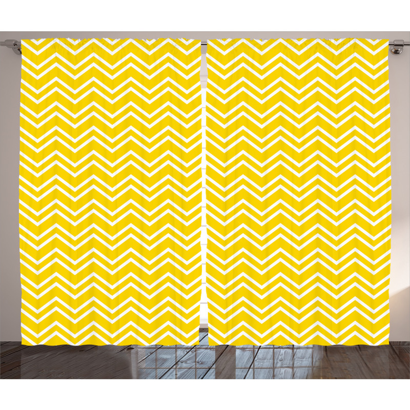 Chevron Pattern Yellow Curtain