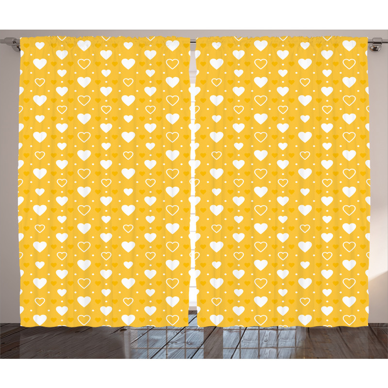 Heart Shapes and Dots Curtain