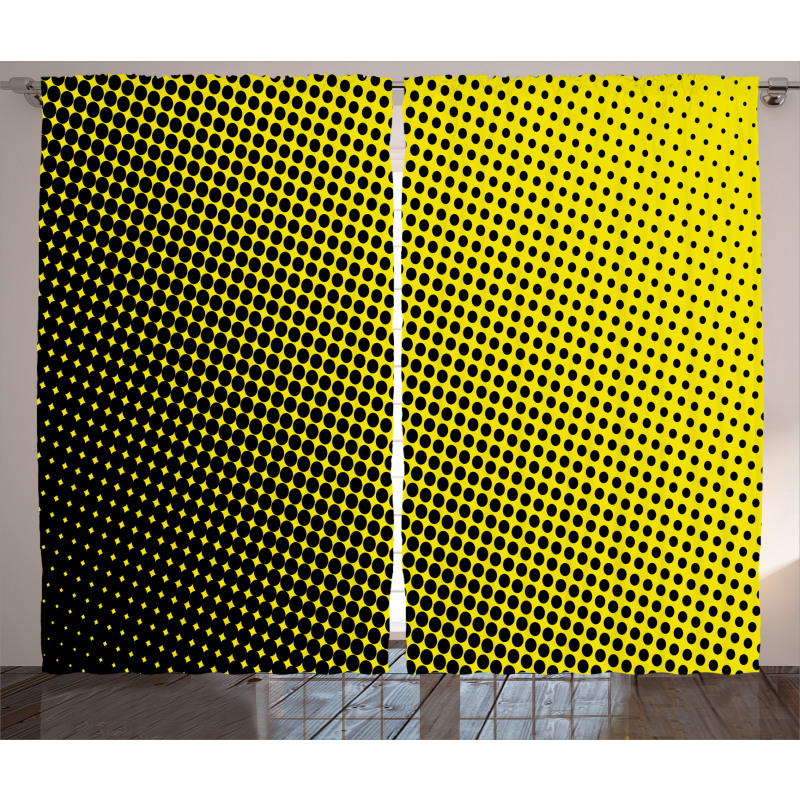 Yellow Themed with Dots Curtain