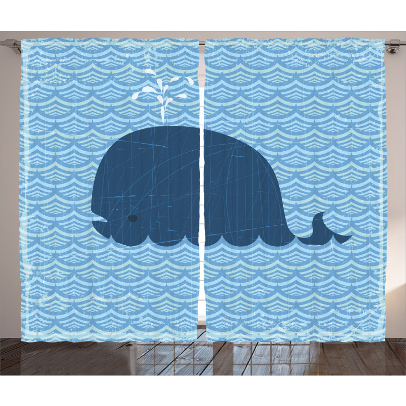 Sea Animal Wavy Patterns Curtain
