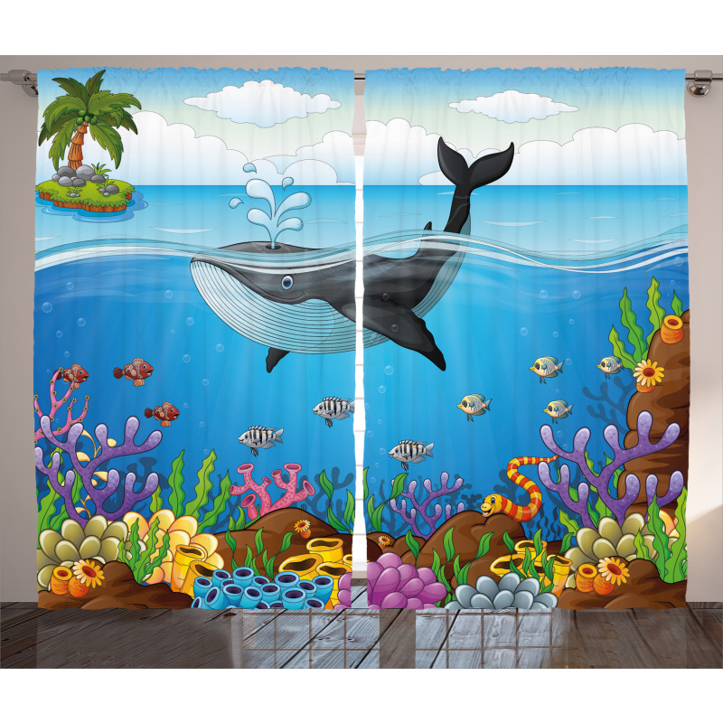 Whale in Ocean Planet Curtain
