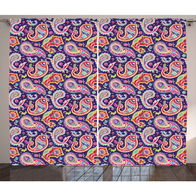 Retro Hippie Motives Curtain