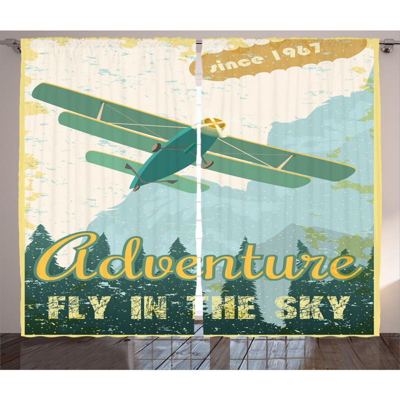 Adventure in Sky Plane Curtain