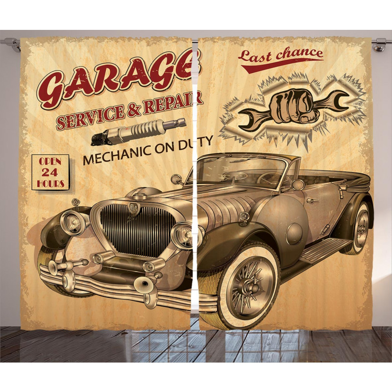 Old Style Car Repair Curtain
