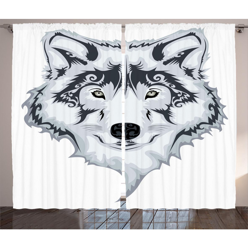 Tibal Wild Wolf Tattoo Curtain