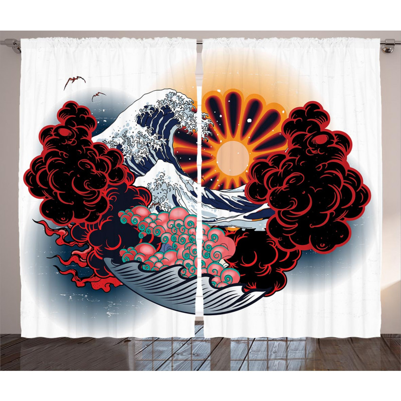 Japanese Style Waves Curtain