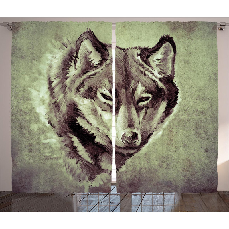 Winter Wild Wolf Forest Curtain