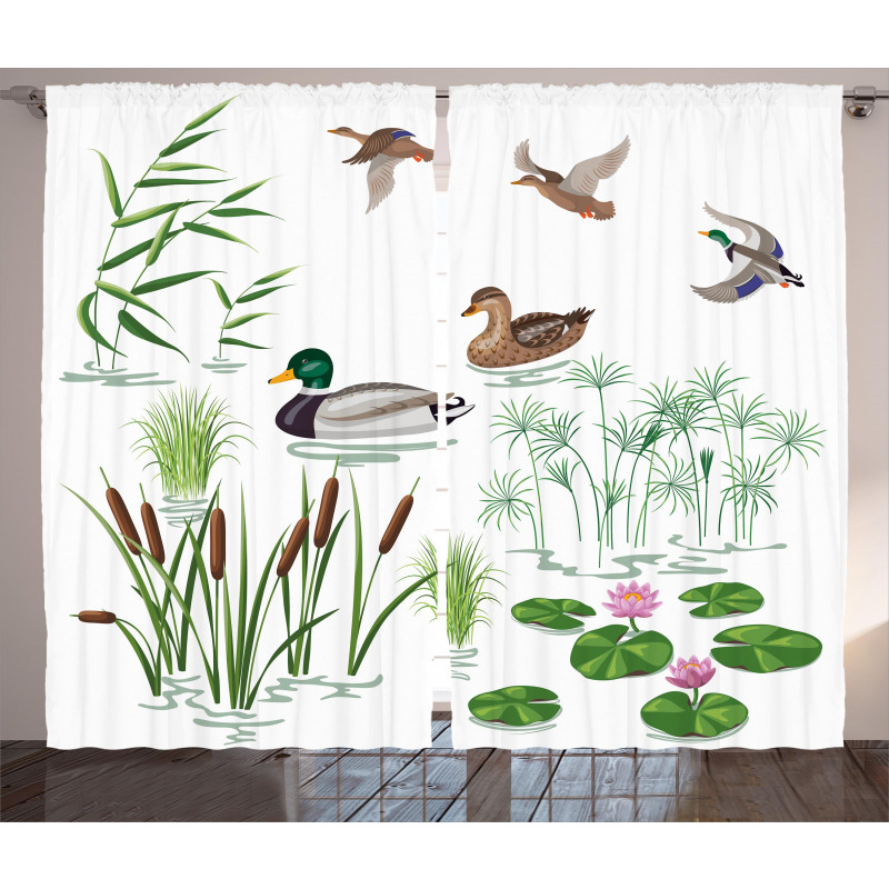 Lake Animals Plants Curtain