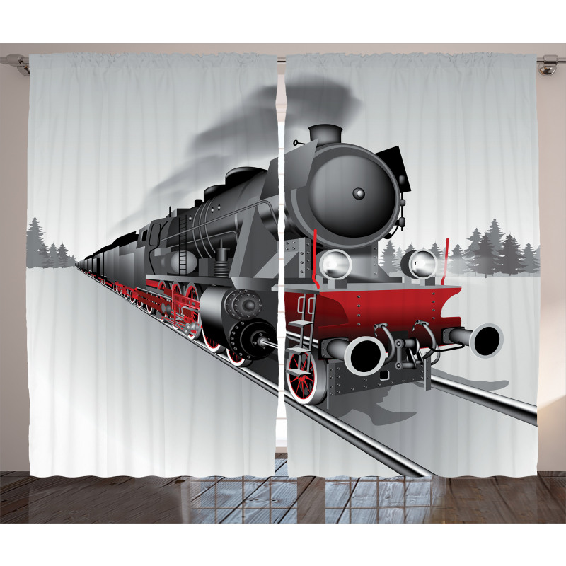 Railway Train Art Curtain
