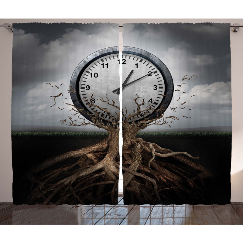 Clock Surrealist Curtain
