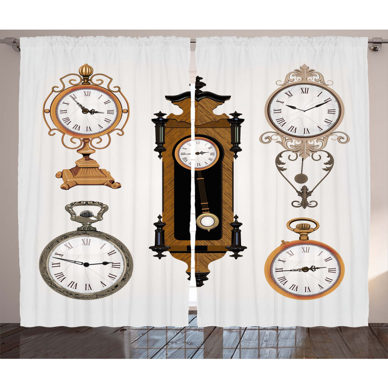Antique Clocks Pattern Curtain