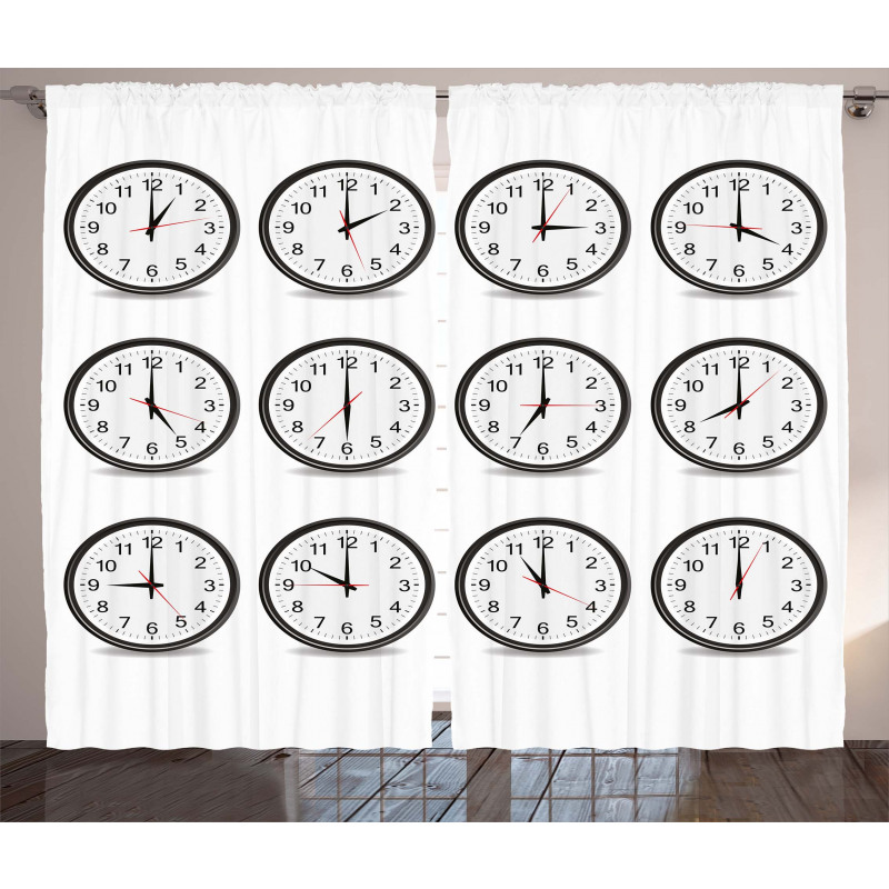 Clocks and Black Numbers Curtain