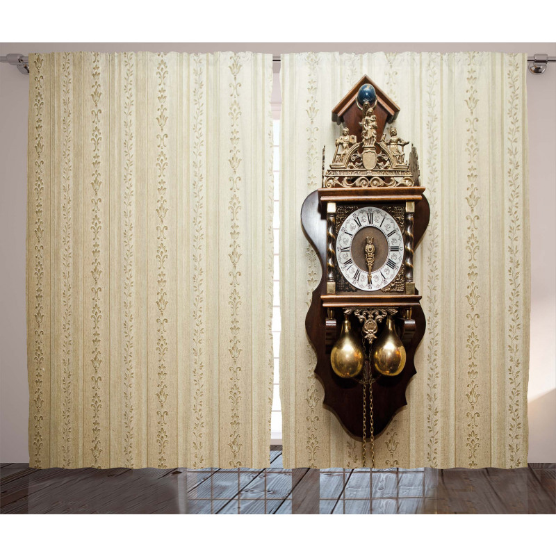 Wood Wall Carving Clock Curtain