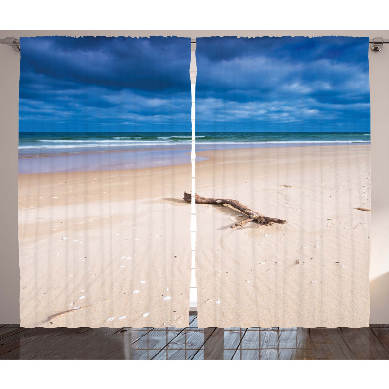 Deserted Sandy Beach Curtain