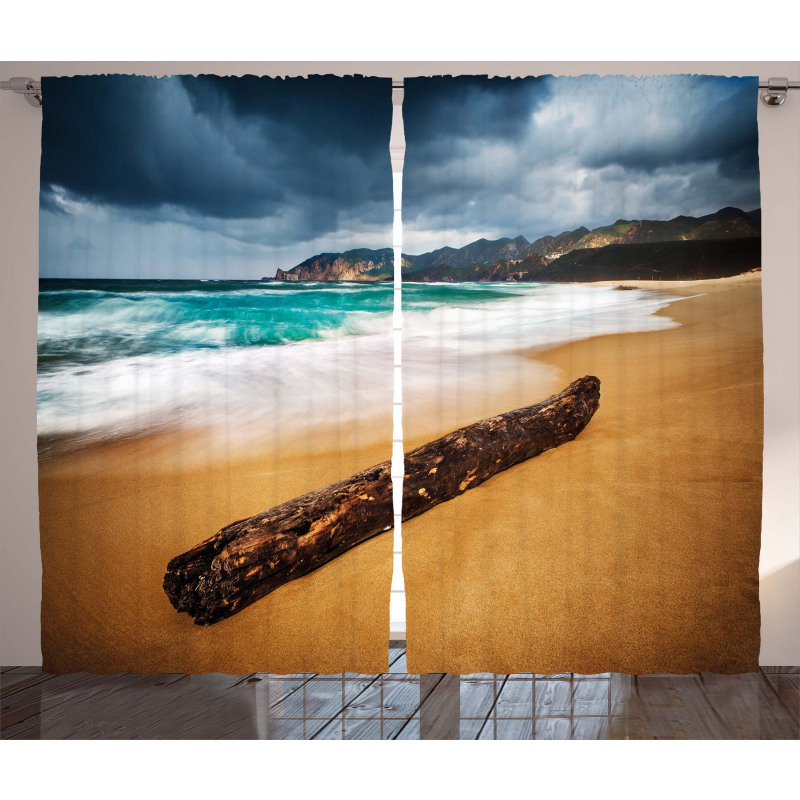 Beach with Stormy Weather Curtain