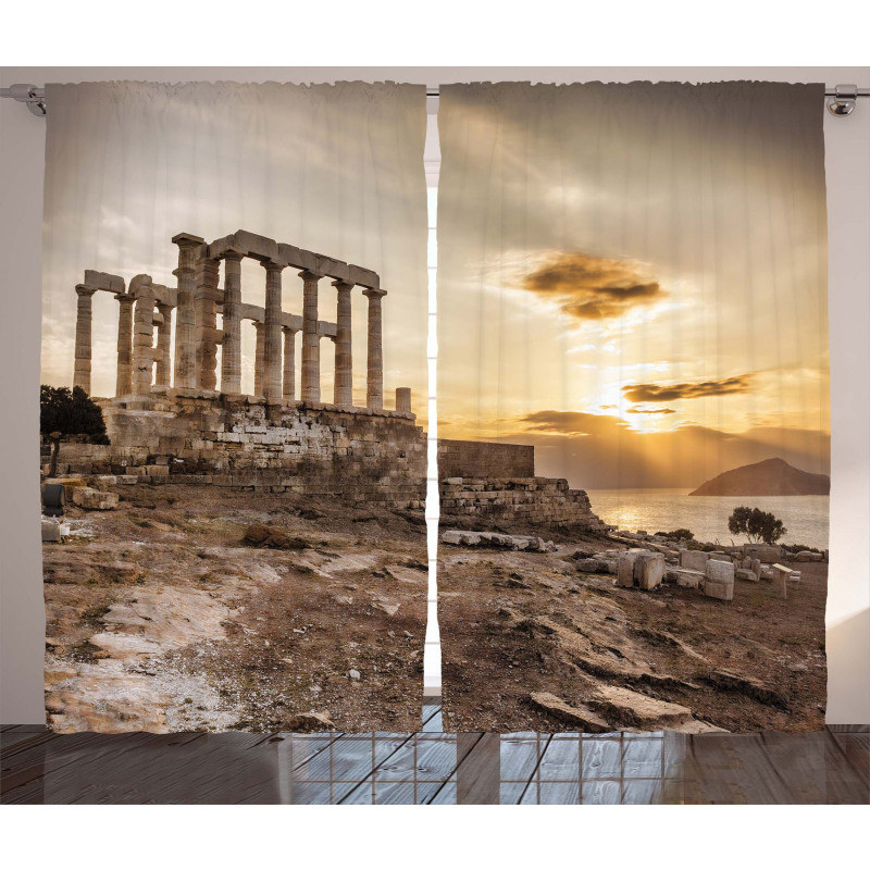 Greek Buildings Poseidon Curtain
