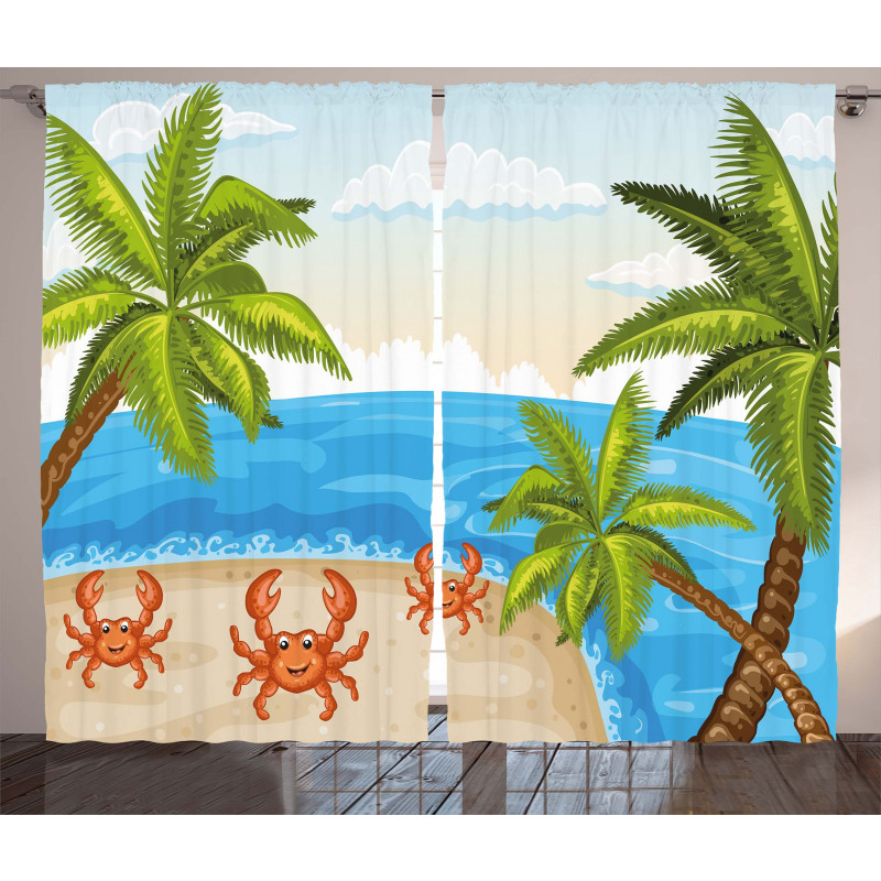 Palm Trees and Crabs Curtain