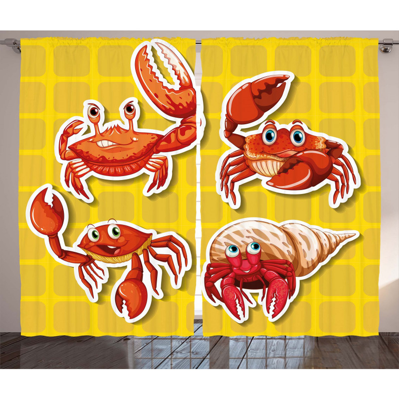 4 Different Crabs Curtain