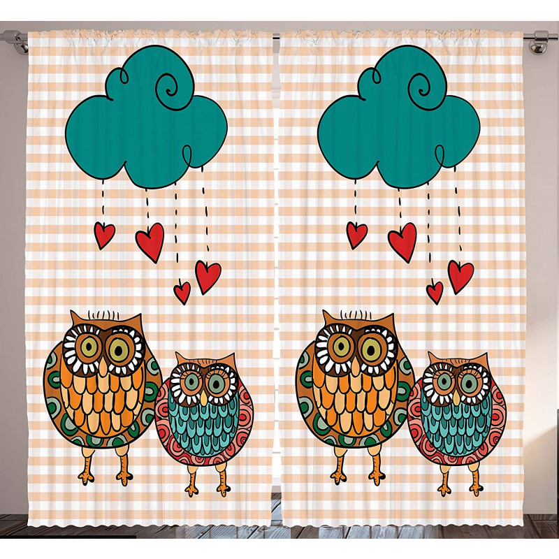 Bird Couple in Love Rain Cloud Curtain