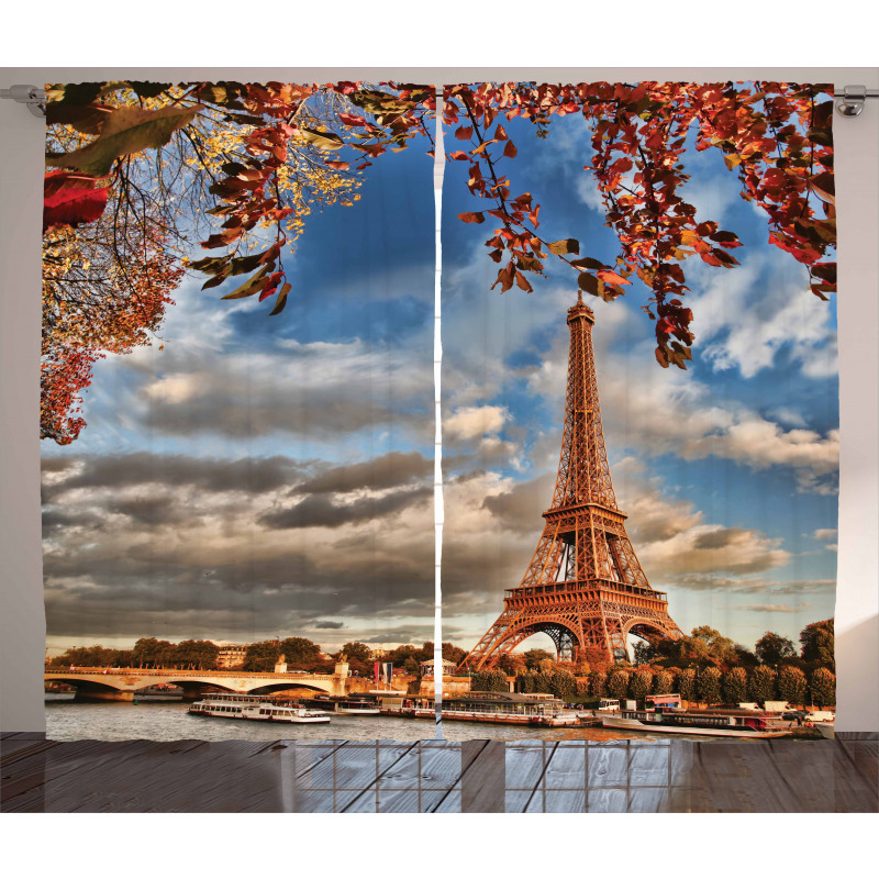 Beauty of Autumn Eiffel View Curtain
