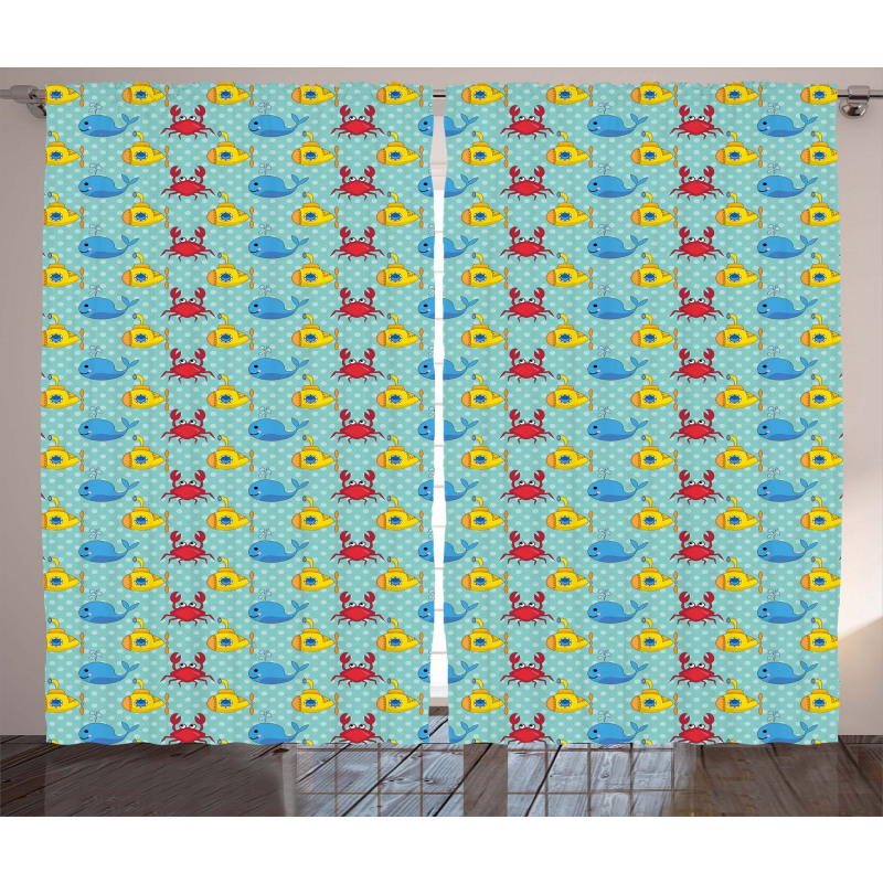 Whales Crabs Curtain