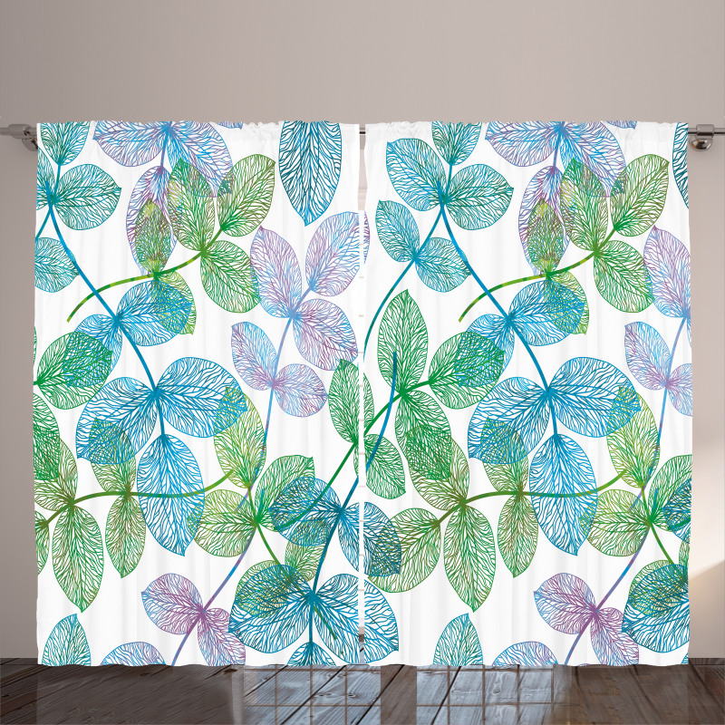 Flowers Leaves Ivy Ombre Curtain