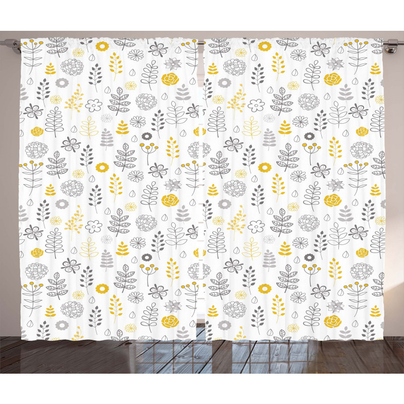 Wild Forest Leaf Flowers Curtain