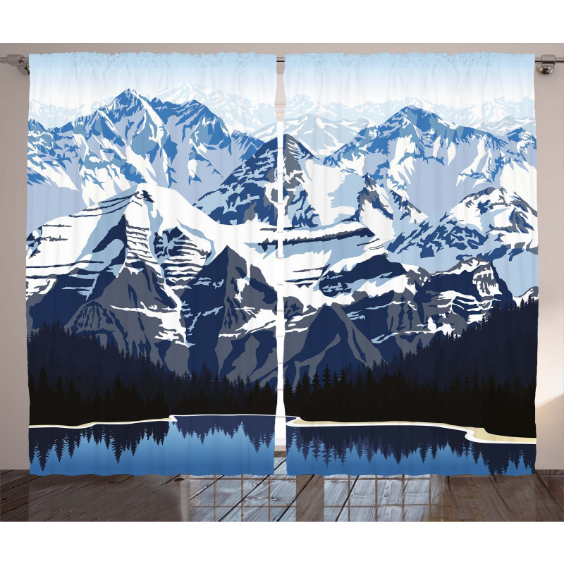 Mountain with Snow View Curtain