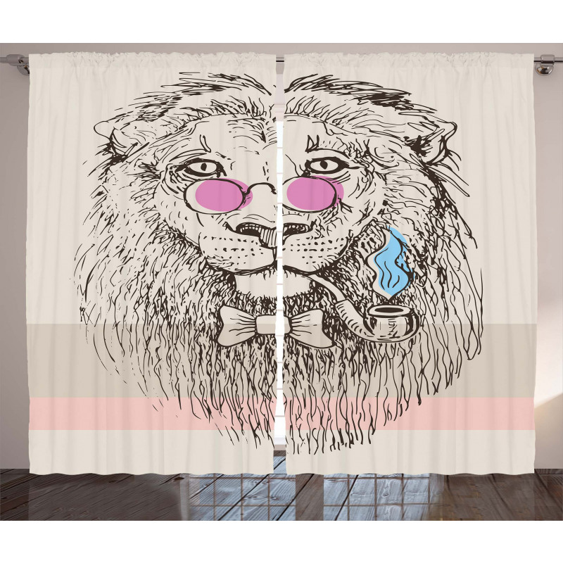Lion Head Hipster Style Curtain